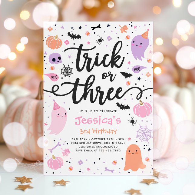 Invitation Trick or Treat Halloween Ghost 3e fête d'anniversa (Créateur téléchargé)