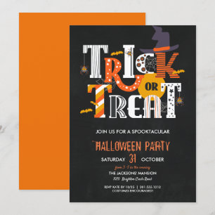 Invitation Trick or Treat Halloween monster Costume Party