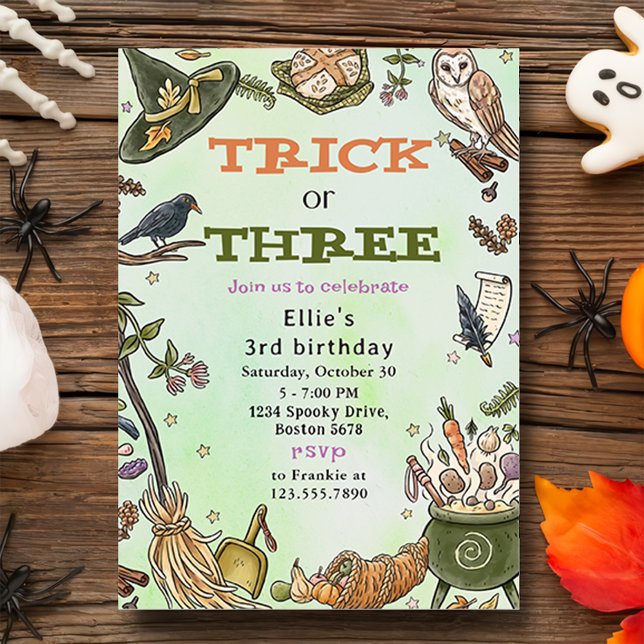 Invitation Trick or Treat Halloween Witch 3e anniversaire (Créateur téléchargé)
