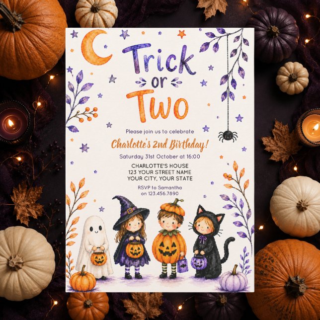 Invitation Trick or Two Jolie Fête d'Halloween pour un 2e Ann (Créateur téléchargé)