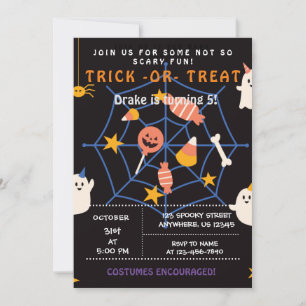 Invitation Trick ou traitement, Araignées d'Halloween, Invita