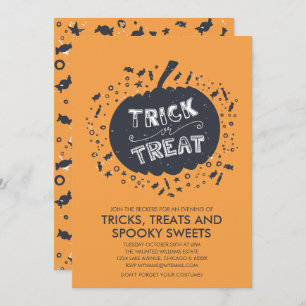 Invitation Trick Ou Traiter Citrouille Halloween Fête Invitat