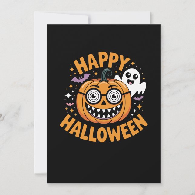 Invitation Trick Ou Traiter Halloween Citrouille Joyeux Hallo (Devant)