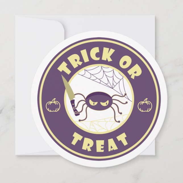 Invitation Trick ou traiter l'araignée halloween style Starbu (Devant)