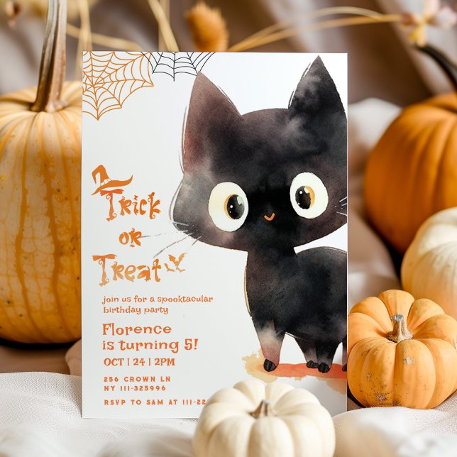 Invitation Trick ou traiter mignon chat noir Spooktacular par (Créateur téléchargé)