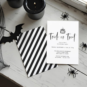 Invitation Trick Ou Treat Black Minimale Halloween Party