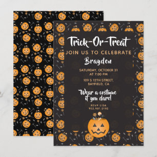 Invitation Trick Ou Treat Celebrate Citrouille Candy Personna