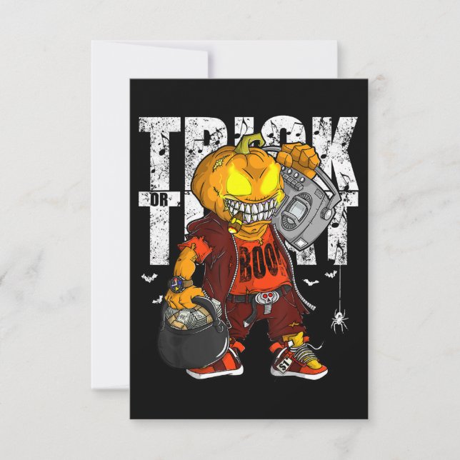 Invitation Trick ou Treat Dope Hip hop Halloween Graphisme Ho (Devant)