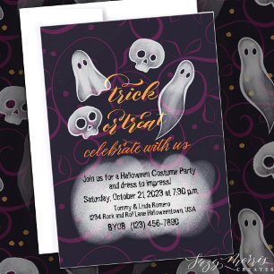 Invitation Trick ou Treat Personnalisable Ghost Party Invitat