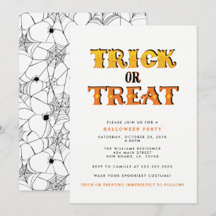 Invitation Trick ou Treat Spider Halloween Party