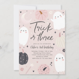 Invitation Trick Ou Trois Boho Halloween Fantôme 3e anniversa