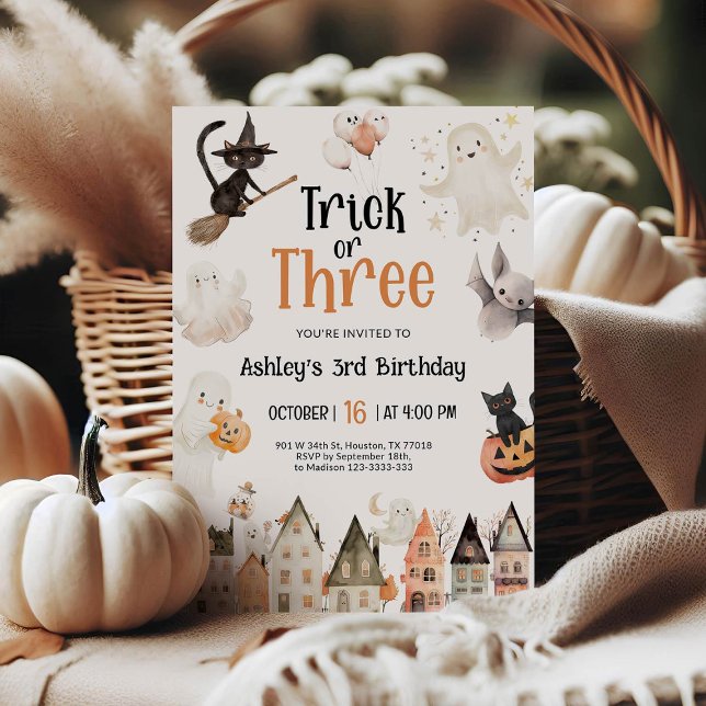 Invitation Trick ou trois Halloween 3e anniversaire (Créateur téléchargé)