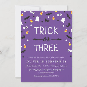 Invitation Trick ou trois Halloween 3ème anniversaire Invitat