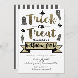 Invitation Tricoter ou traiter Ghost Chic Modern Halloween Pa