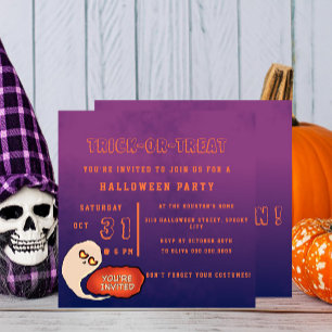 Invitation Tricoter ou traiter   Halloween drôle