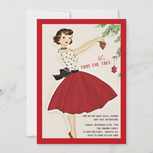 Invitation Trim The Tree Holiday Party (Devant)