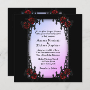Invitation Trimestre français Mariage à thème Goth violet
