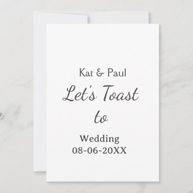 Invitation Trinquons au mariage nom date couple simple (Devant)
