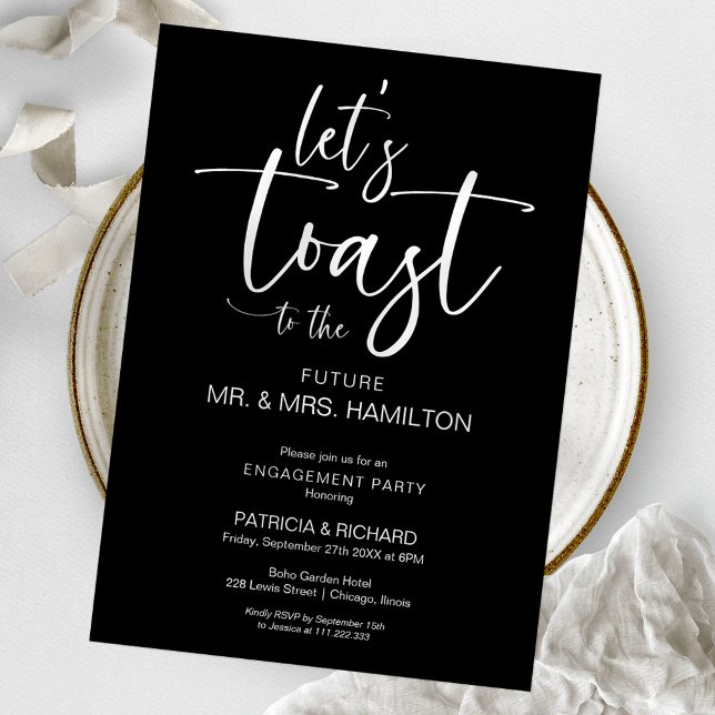 Invitation Trinquons avec Chic Calligraphie Fête de Fiançaill (Créateur téléchargé)
