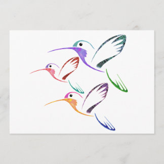 Invitation Trio de colibri de patchwork