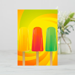 Invitation Trio de sucettes glacées d'été Popsicles lumineuse