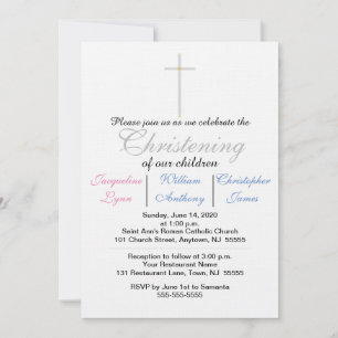 Invitation Triplé bleu rose