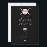 Invitation Triple Déesse Cycle Lunaire Rose & Noir Douce 16<br><div class="desc">Personnalisez pour tout événement</div>