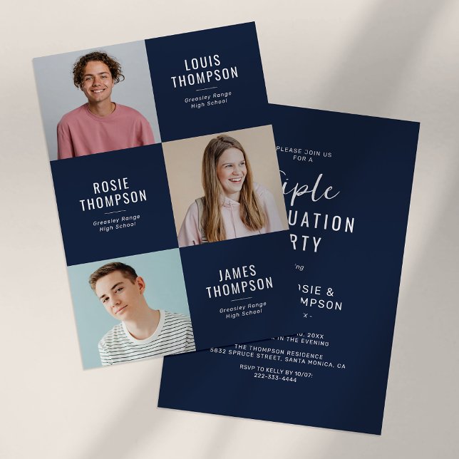 Invitation Triple diplômé de 3e année Photo Fête de remise de (Créateur téléchargé)