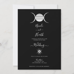 Invitation Triple Goddess Cycle Lunaire Mariage Argent et Noi