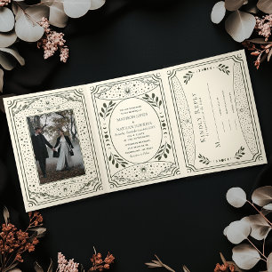 Invitation triplé Mariage gothique vintage de la c