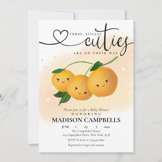 Invitation Triplet trois petites villes sont en route (Devant)