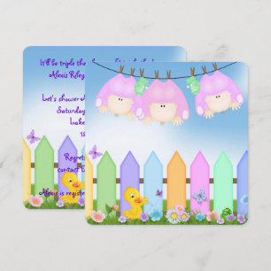 Invitation Triplets Baby Girl Douche