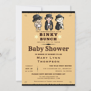 Invitation Triplets Cute Baby shower Occidental Binky Bunky