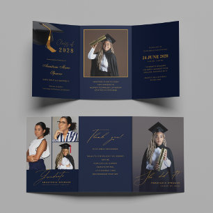 Invitation Triptyque de Remise des Diplômes Bleu O