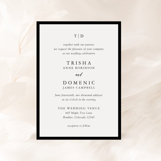 Invitation Trisha noir et blanc Mariage moderne (Créateur téléchargé)