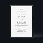 Invitation Trisha noir et blanc Mariage moderne<br><div class="desc">Invitations de mariage modernes avec un design propre avec des polices serif et script.</div>