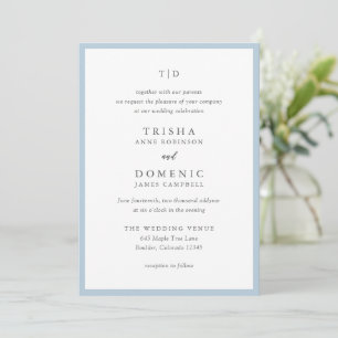 Invitation Trisha Poudre Bleu Mariage moderne