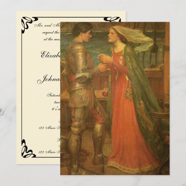 Invitation Tristan et Isolde par JW Waterhouse Mariage (Devant / Derrière)