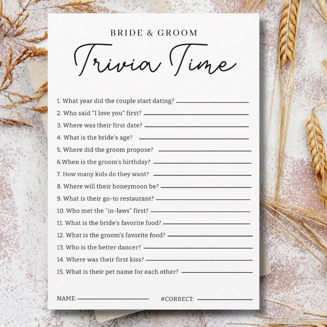 Invitation Trivia Game For Bride And Groom Bridal Shower Game (Créateur téléchargé)