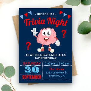 Invitation Trivia moderne Quiz Nuit Anniversaire Fête Invitat