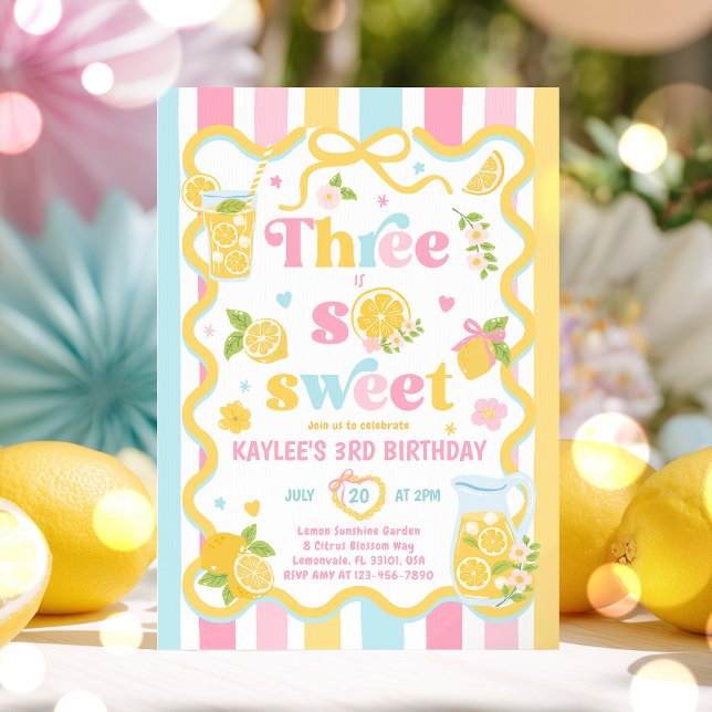 Invitation Trois ans c'est si doux Fête d'anniversaire de 3 a (Créateur téléchargé)