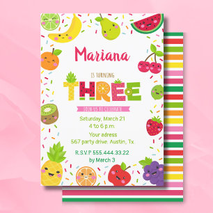 Invitation Trois ans de fruit mignon, fruit anniversaire