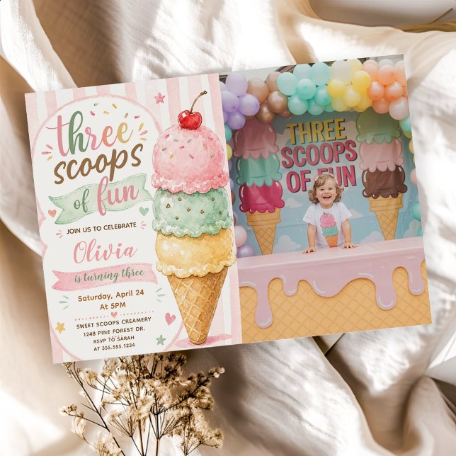 Invitation Trois Boules De Fun Fête D'anniversaire 3 Ans  (Créateur téléchargé)