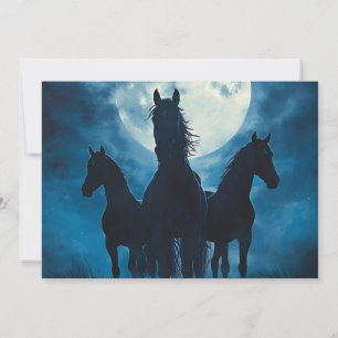 Invitation Trois chevaux sous la lune