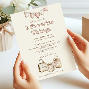 Invitation Trois choses préférées Cream Galentines Party