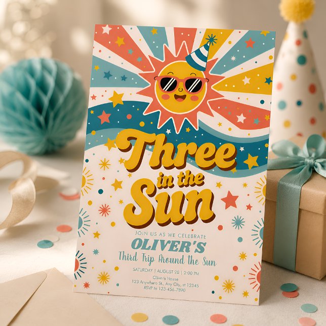 Invitation Trois dans le soleil 3ème anniversaire Sunshine  (Créateur téléchargé)