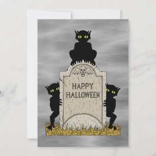 Invitation Trois diablotins Joyeux Halloween