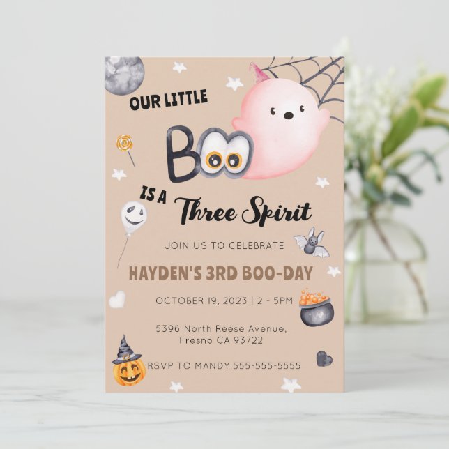 Invitation Trois Esprit Halloween 3e anniversaire (Debout devant)