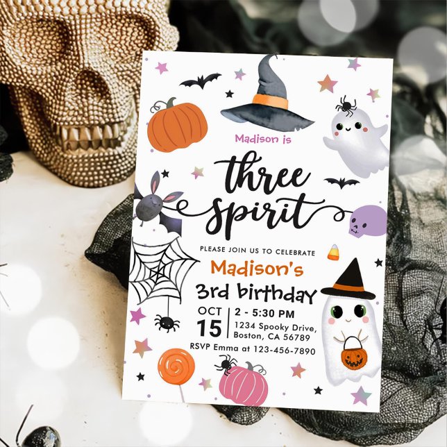 Invitation Trois Esprit Halloween 3e anniversaire (Créateur téléchargé)