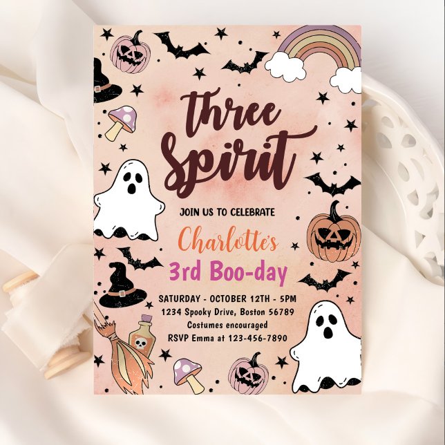 Invitation Trois Esprit Halloween 3e fête d'anniversaire (Créateur téléchargé)